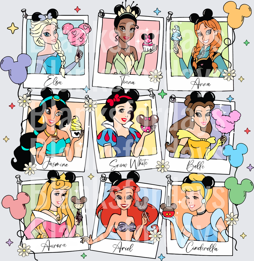 Disney Princess Polaroid Snapshots with Mickey Snacks (DTF)
