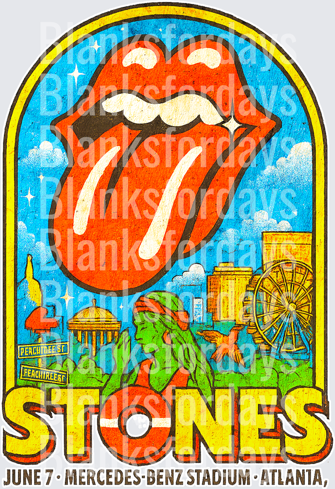Rolling Stones Atlanta Concert Tongue Logo Retro Poster Art (DTF)