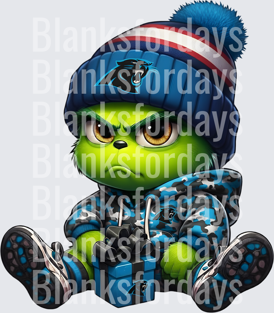 Baby Grinch Carolina Panthers Camo Hoodie Christmas Gift (DTF)