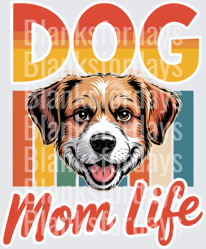 Dog Mom Life Retro Vintage Beagle Mix Happy Face Design (DTF)