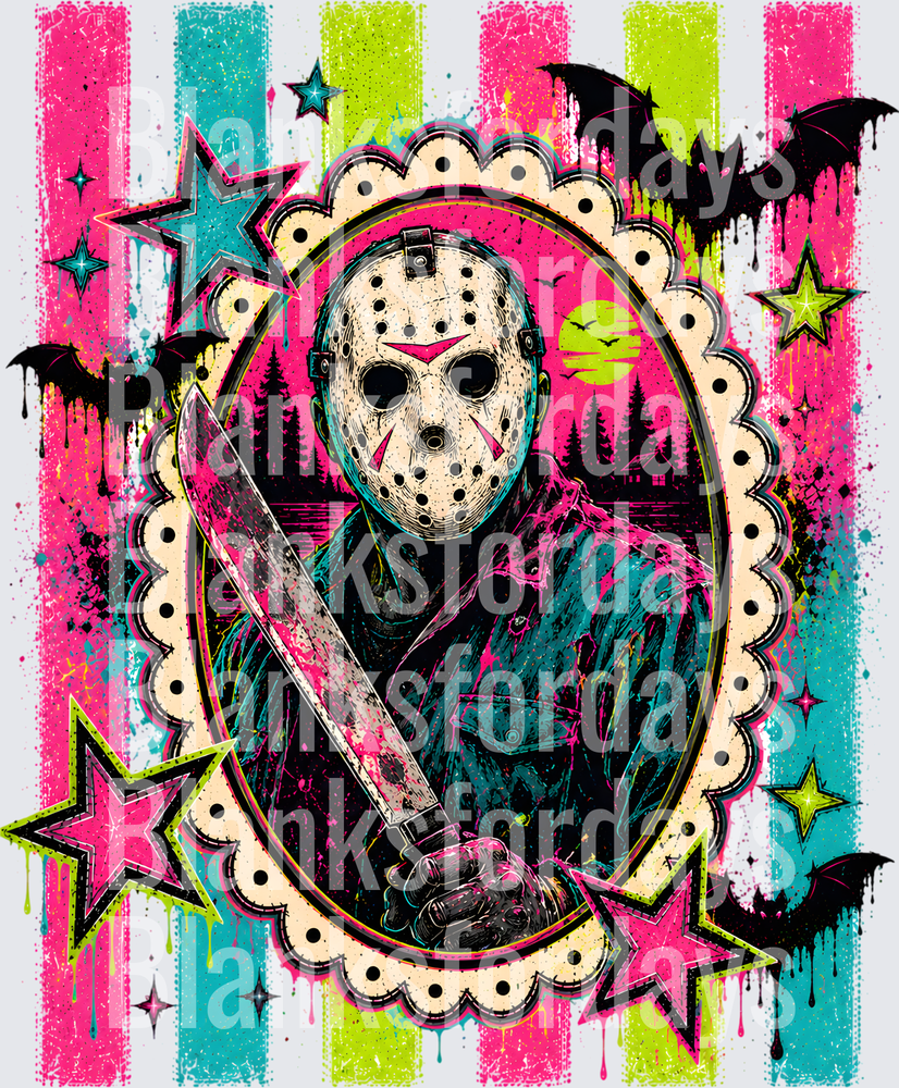 Jason Voorhees Neon Retro Pop Art Friday the 13th (DTF)