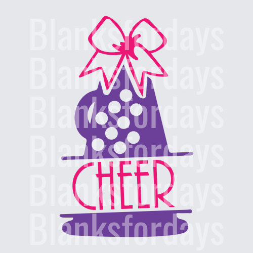 Purple Polka Dot Cheer Megaphone with Pink Bow and Text (DTF)