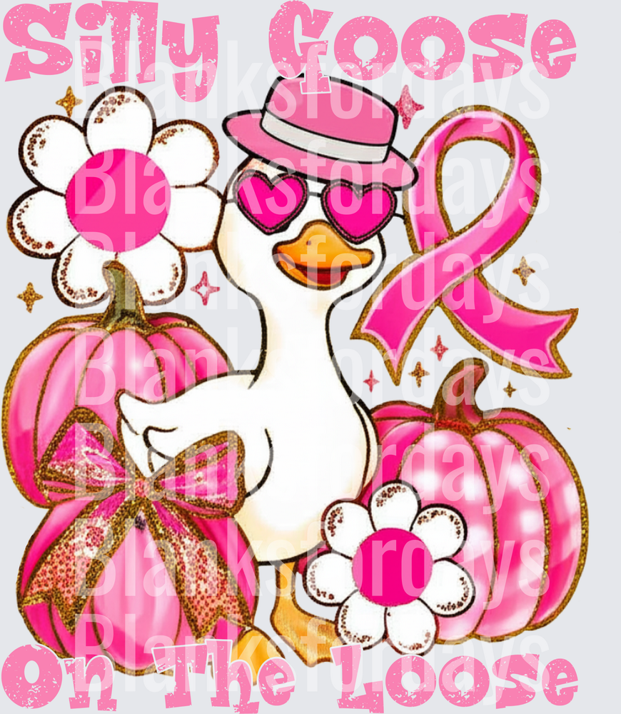Silly Goose On The Loose Pink Breast Cancer Awareness Pumpkin (DTF)