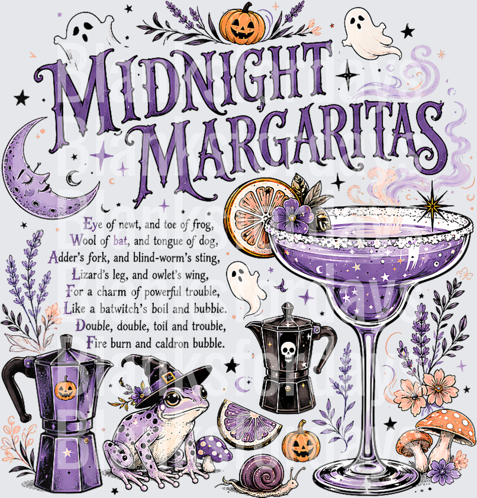 Midnight Margaritas Halloween Witch Cocktail Spell Design (DTF)
