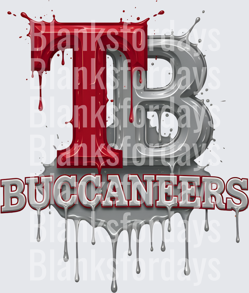 Tampa Bay Buccaneers TB Dripping Paint Letters Design (DTF)