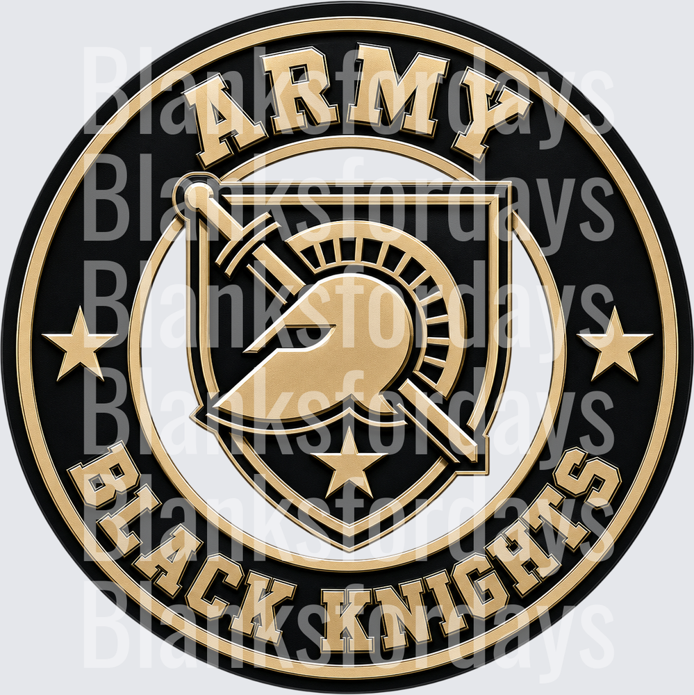 Army Black Knights Bold Gold and Black Circular Emblem Logo (DTF)