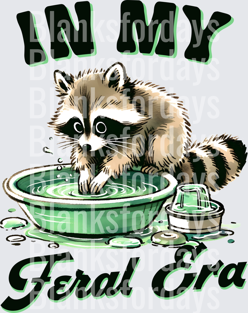 In My Feral Era Raccoon Washing In Green Bowl (DTF)