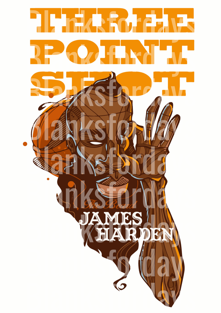 James Harden Three Point Shot Basketball Art (DTF)