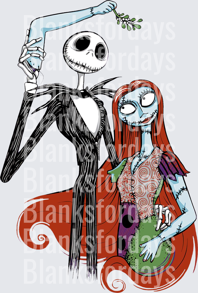 Jack and Sally Mistletoe Holiday Nightmare Before Christmas (DTF)
