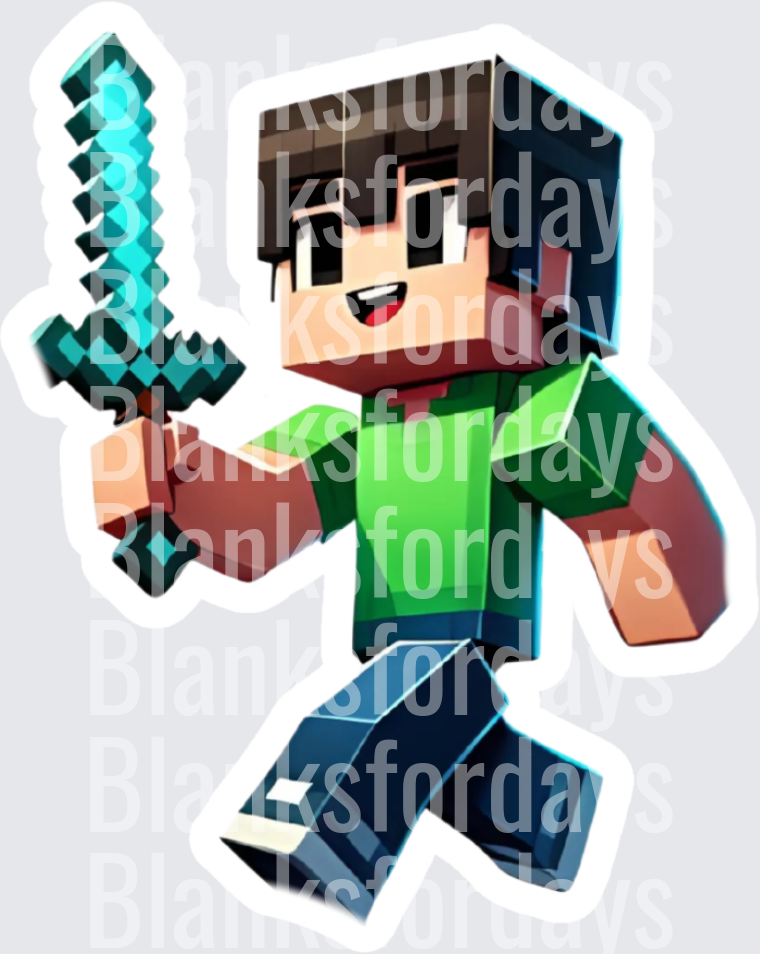 Minecraft Steve Holding Diamond Sword Running Pose (DTF)