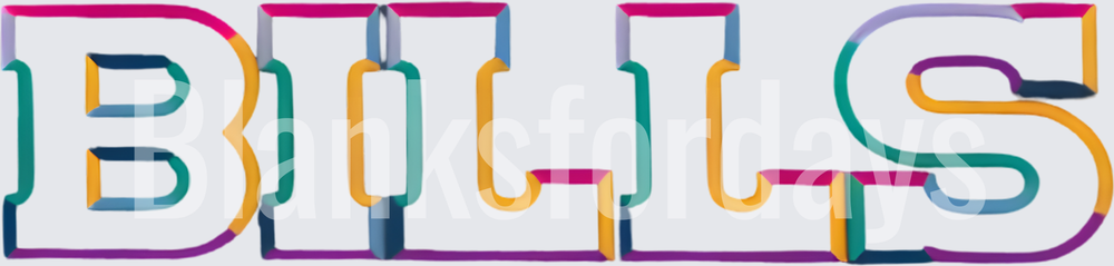 Bills Bold Colorful Retro Block Letter Word Art (DTF)