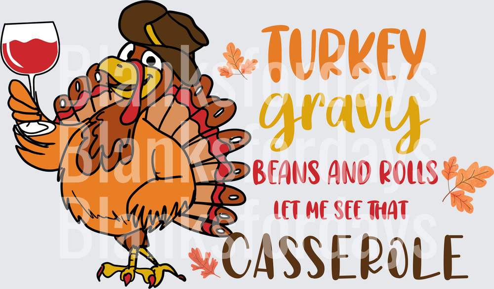 Turkey Gravy Beans and Rolls Let Me See That Casserole Turkey with Wine (DTF)