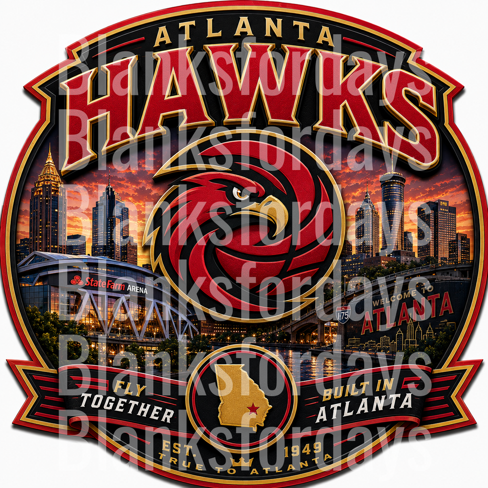 Atlanta Hawks Skyline Badge Fly Together Built In Atlanta (DTF)