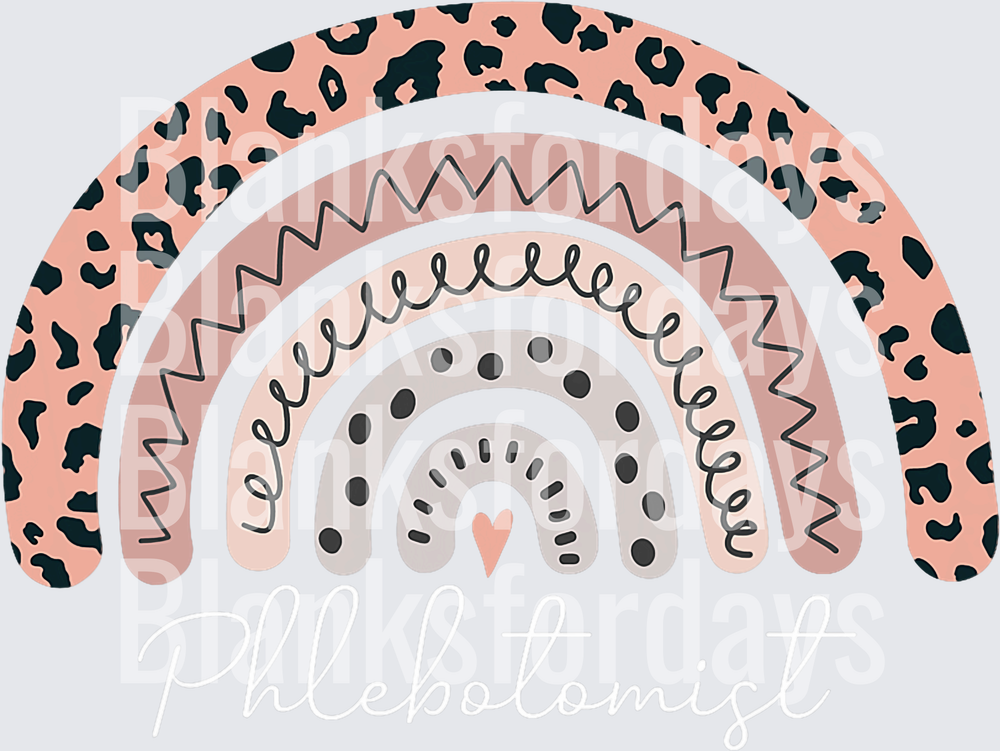 Boho Leopard Print Rainbow with Heart Phlebotomist (DTF)