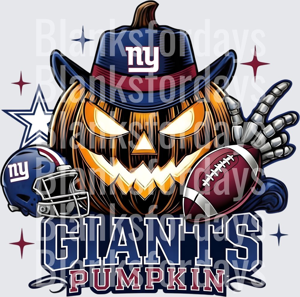 New York Giants Halloween Jack-O-Lantern Pumpkin Football (DTF)