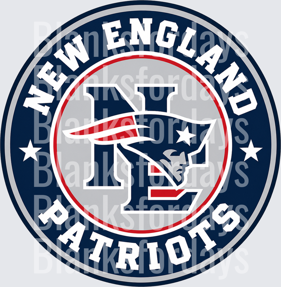 New England Patriots Round Circle Logo with Pat Patriot (DTF)