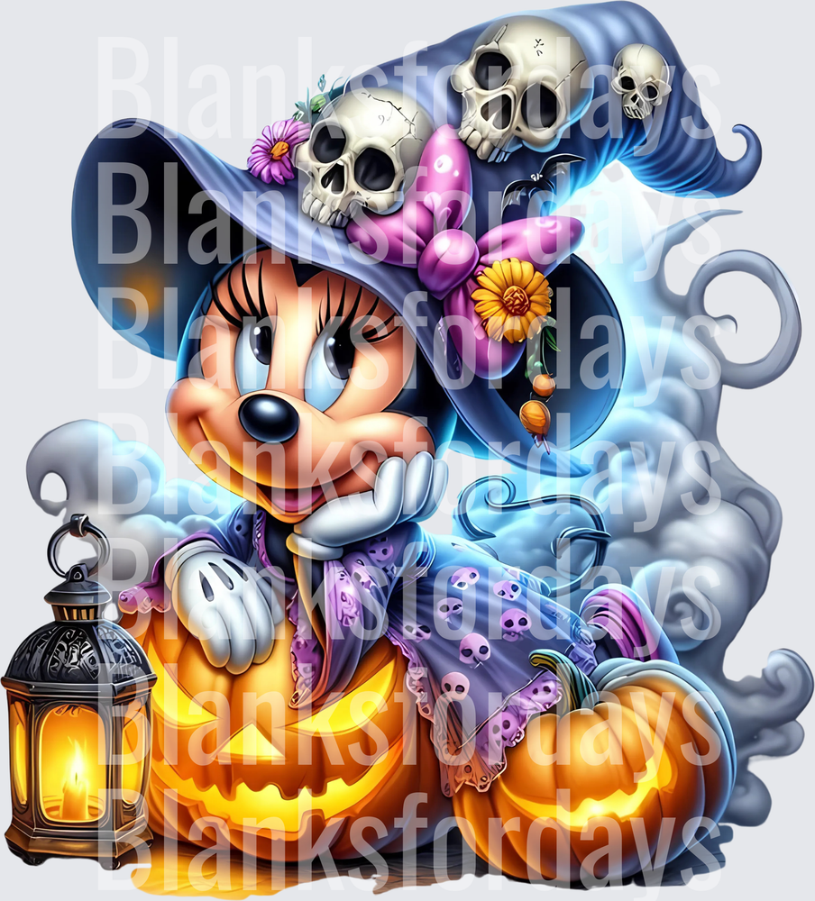 Minnie Mouse Halloween Witch Skulls Pumpkin Lantern Ghost (DTF)