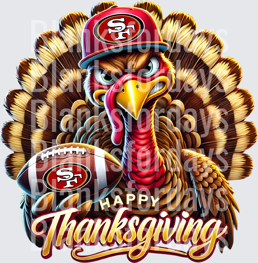 San Francisco 49ers Happy Thanksgiving Turkey Football (DTF)