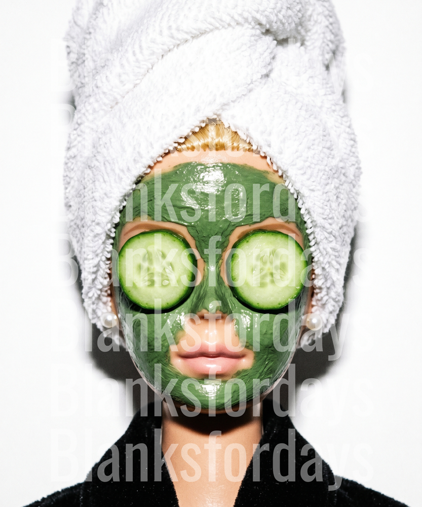 Spa Day Woman Green Face Mask Cucumber Eyes Towel Wrap (DTF)