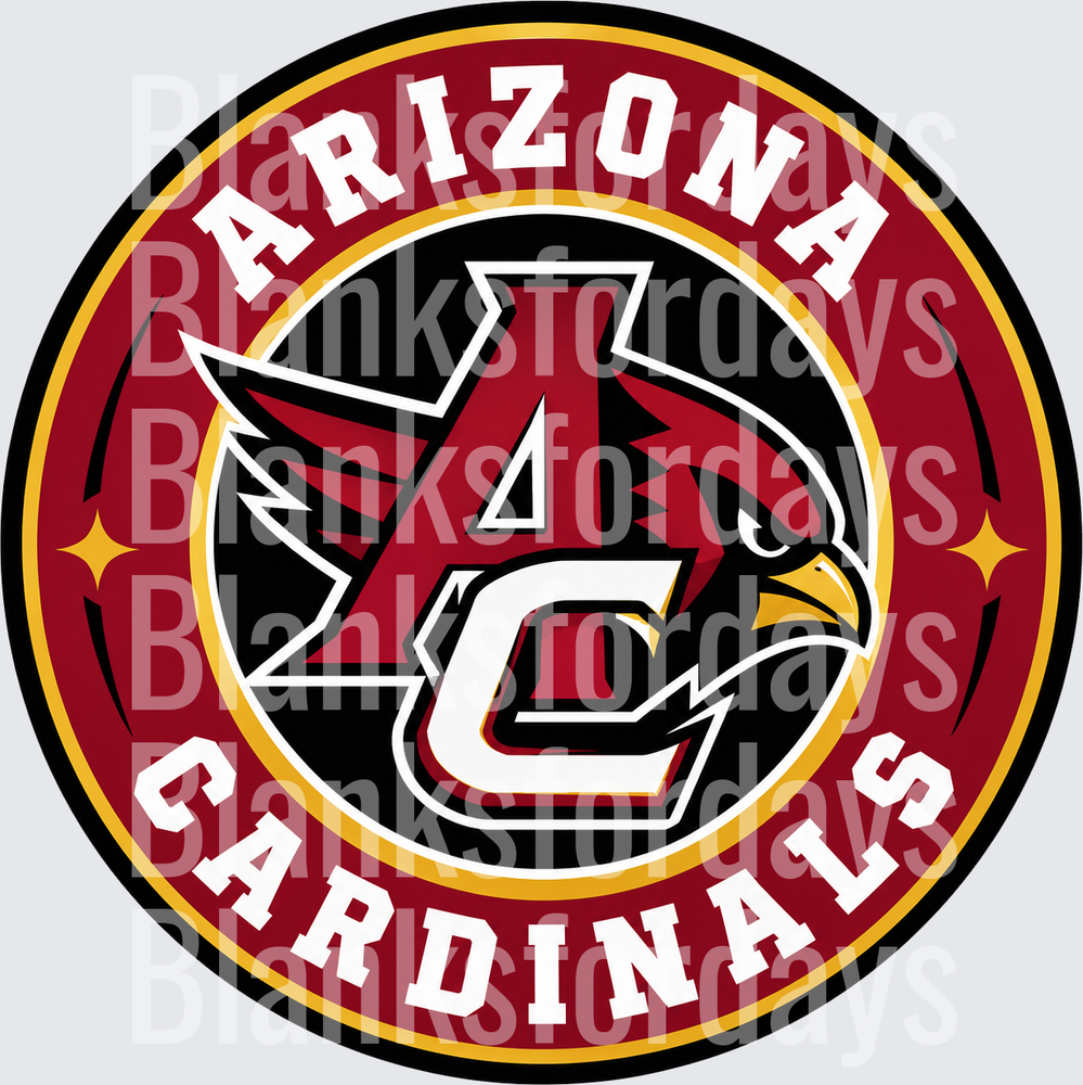 Arizona Cardinals Round Badge Logo with Cardinal Bird AC (DTF)