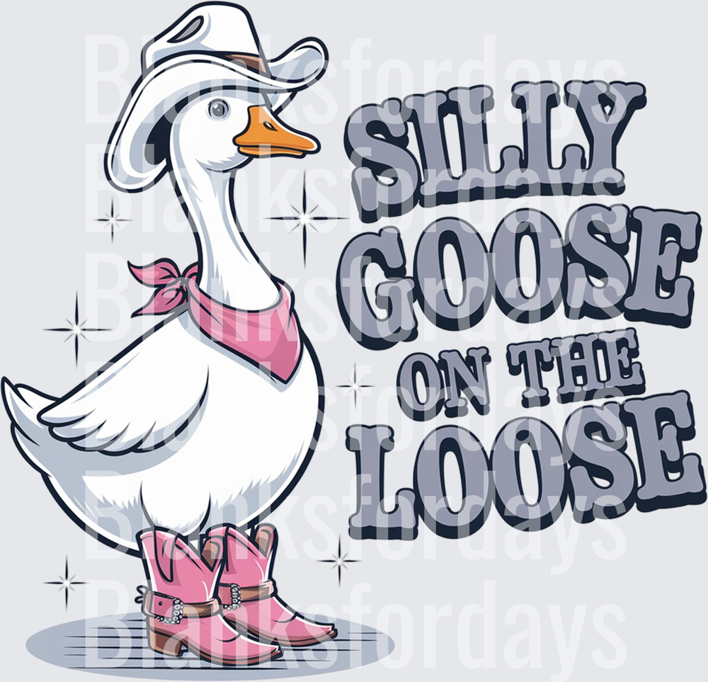 Silly Goose On The Loose Cowgirl Western Duck (DTF)