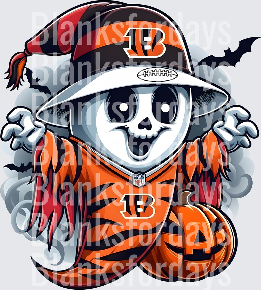 Cincinnati Bengals Halloween Ghost Witch Hat Pumpkin Bats (DTF)
