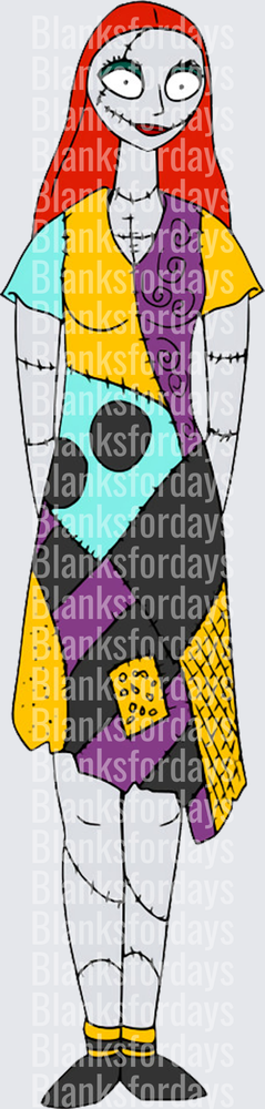 Sally Nightmare Before Christmas Patchwork Dress Full Body (DTF)