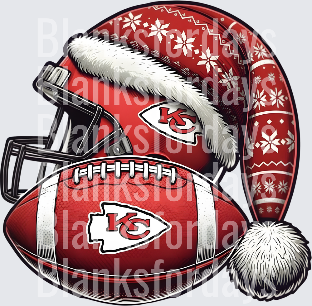 Kansas City Chiefs Christmas Santa Hat Football Helmet (DTF)