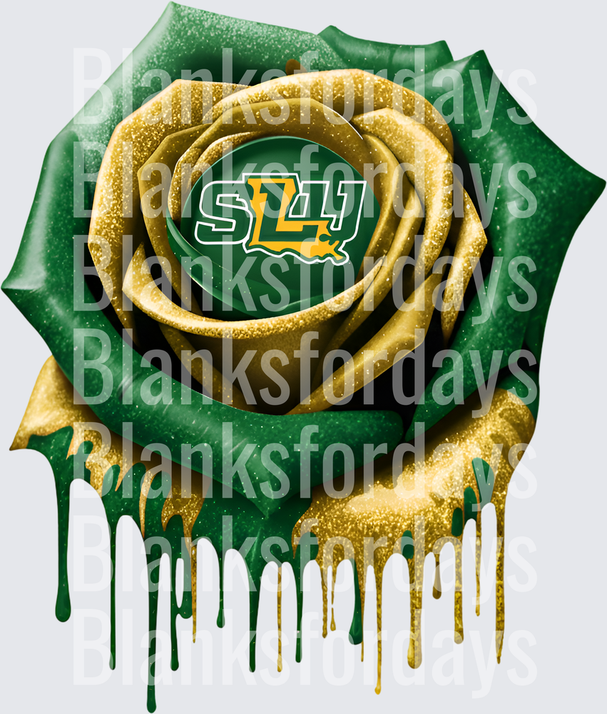 Southeastern Louisiana Lions SLU Glitter Drip Rose Green Gold (DTF)