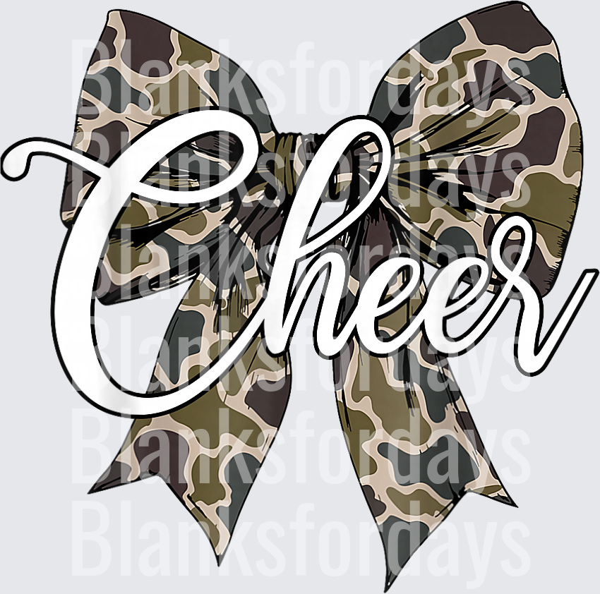 Cheer Leopard Print Bow Script Cursive Design (DTF)