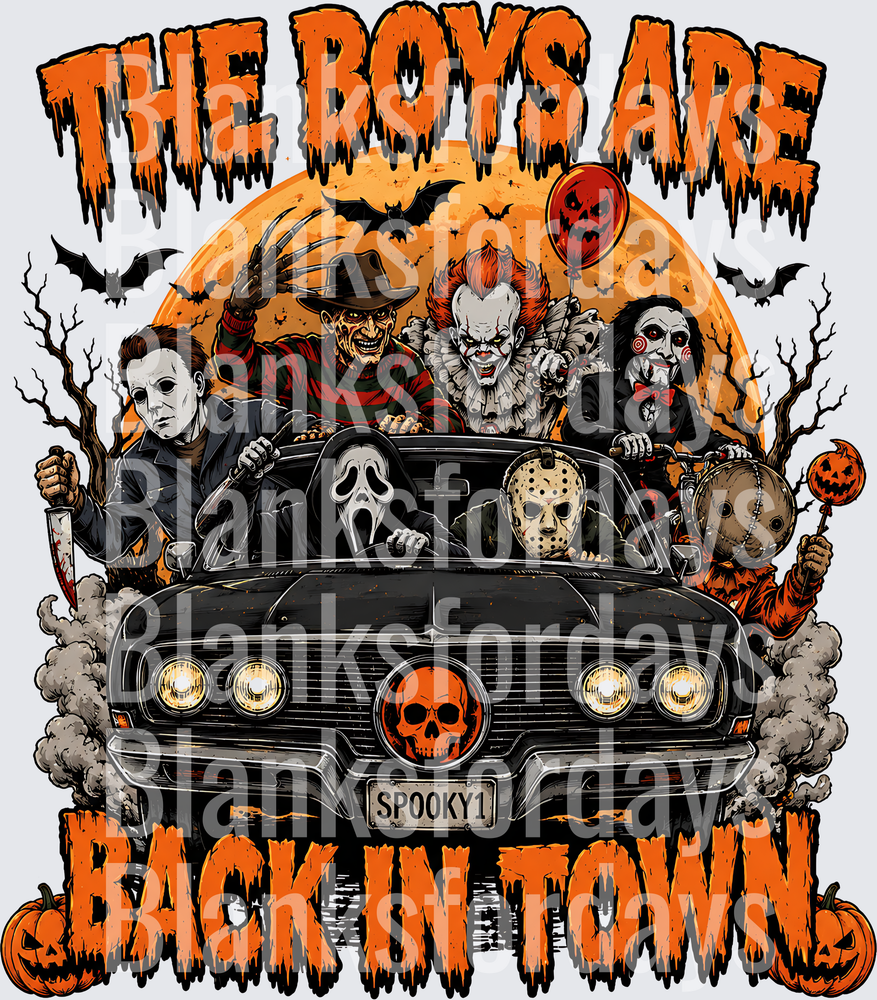 The Boys Are Back In Town Horror Icons Halloween Car (DTF)