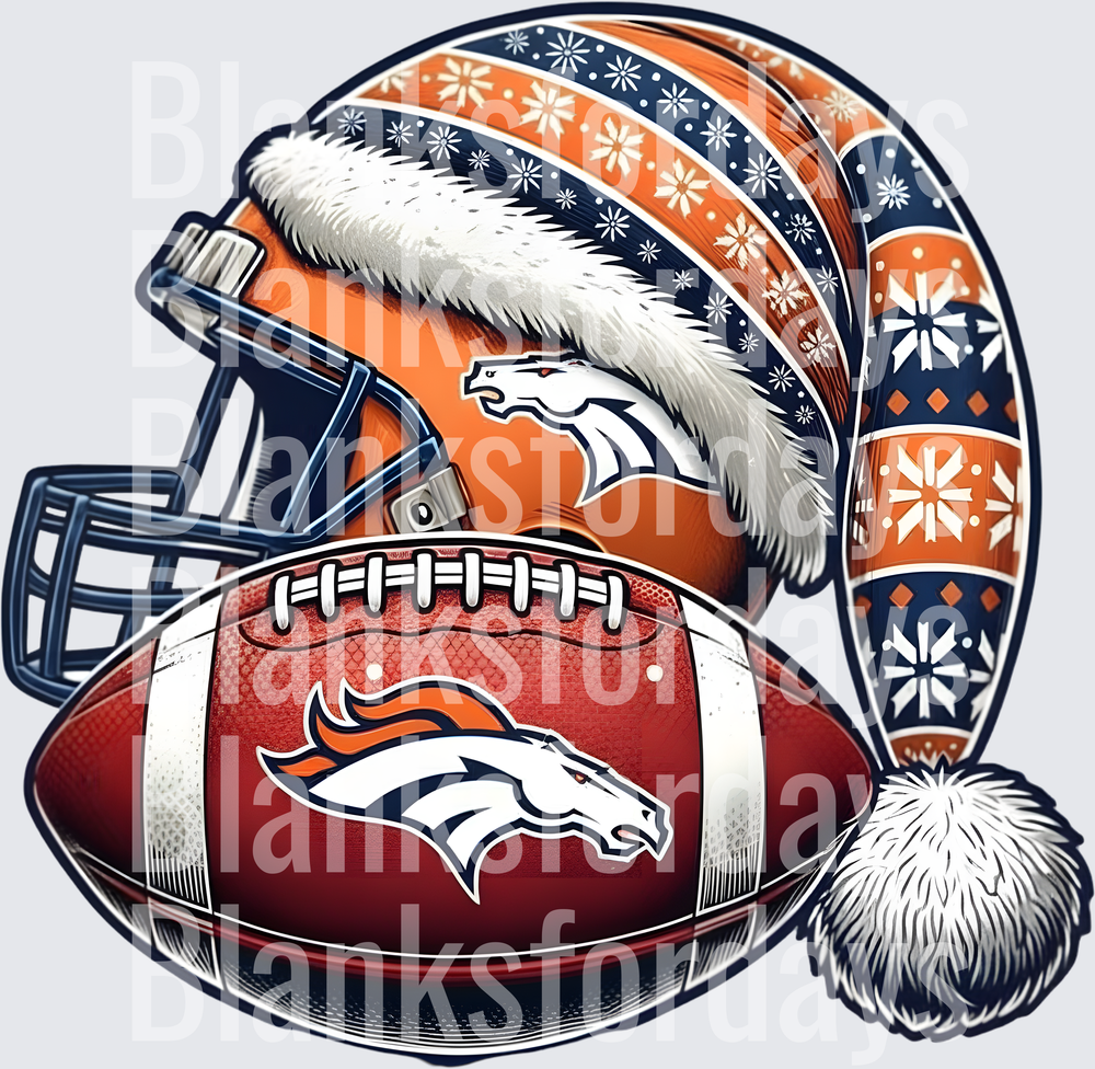 Denver Broncos Christmas Santa Hat Helmet Football Holiday (DTF)
