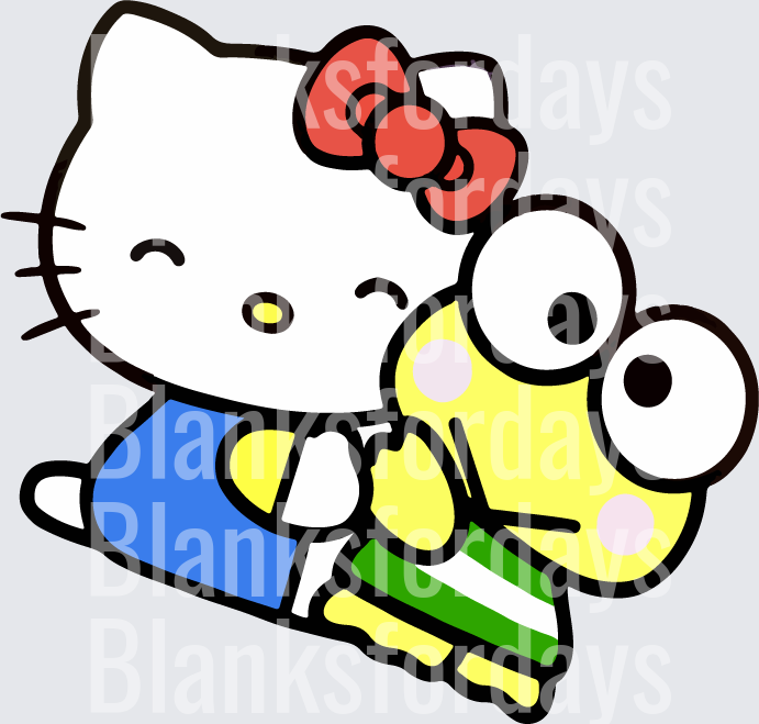 Hello Kitty Hugging Keroppi Cute Sanrio Friends (DTF)