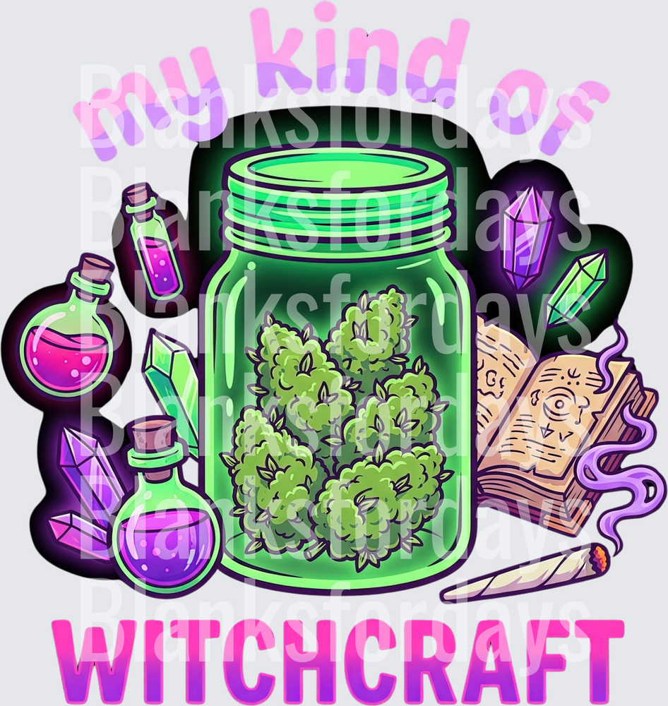 My Kind Of Witchcraft Cannabis Jar Potions Crystals Spellbook (DTF)