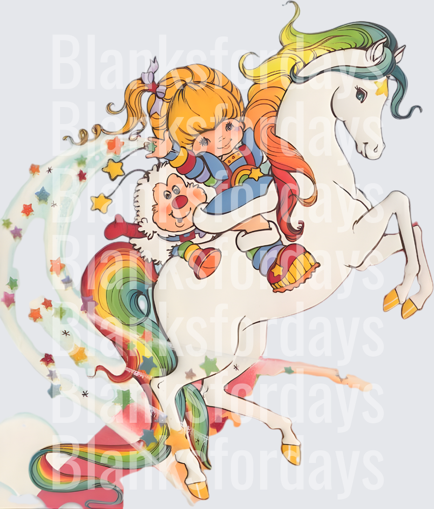 Rainbow Brite and Starlite Riding with Twink and Rainbow Stars (DTF)
