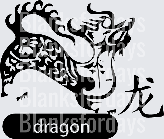 Black Chinese Dragon with Kanji Symbol Bold Graphic (DTF)