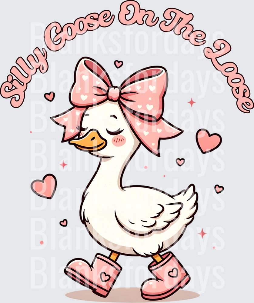 Silly Goose On The Loose Pink Bow Boot Cute Duck (DTF)
