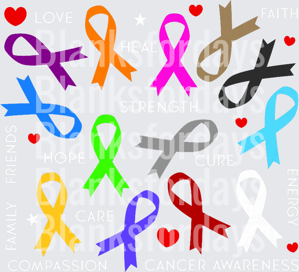 Multi-Color Cancer Awareness Ribbons Hope Love Faith Cure (DTF)