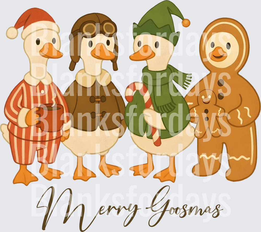 Merry Goosmas Christmas Geese Santa Elf Gingerbread Squad (DTF)