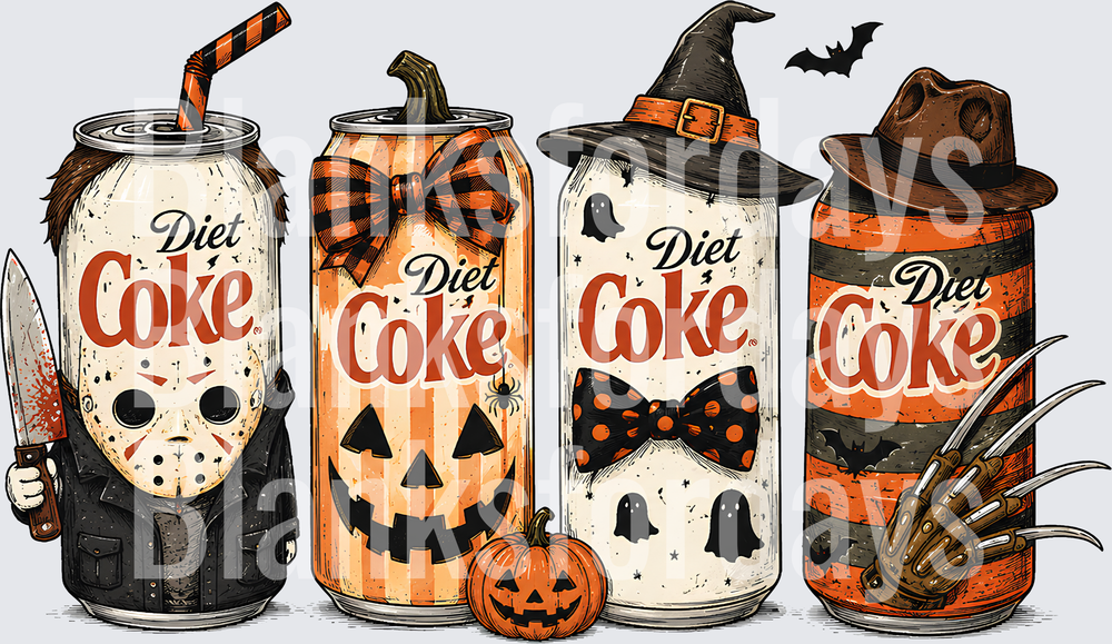 Halloween Horror Icons Diet Coke Cans Jason Freddy Krueger (DTF)