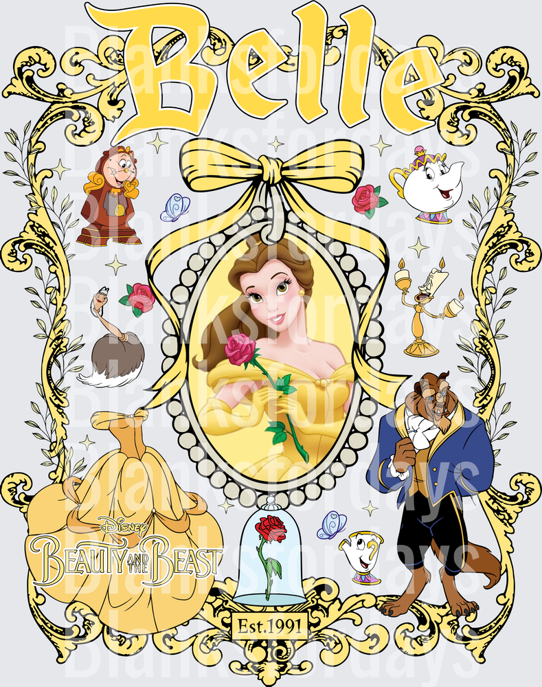Belle Beauty and the Beast Est 1991 Character Collage (DTF)