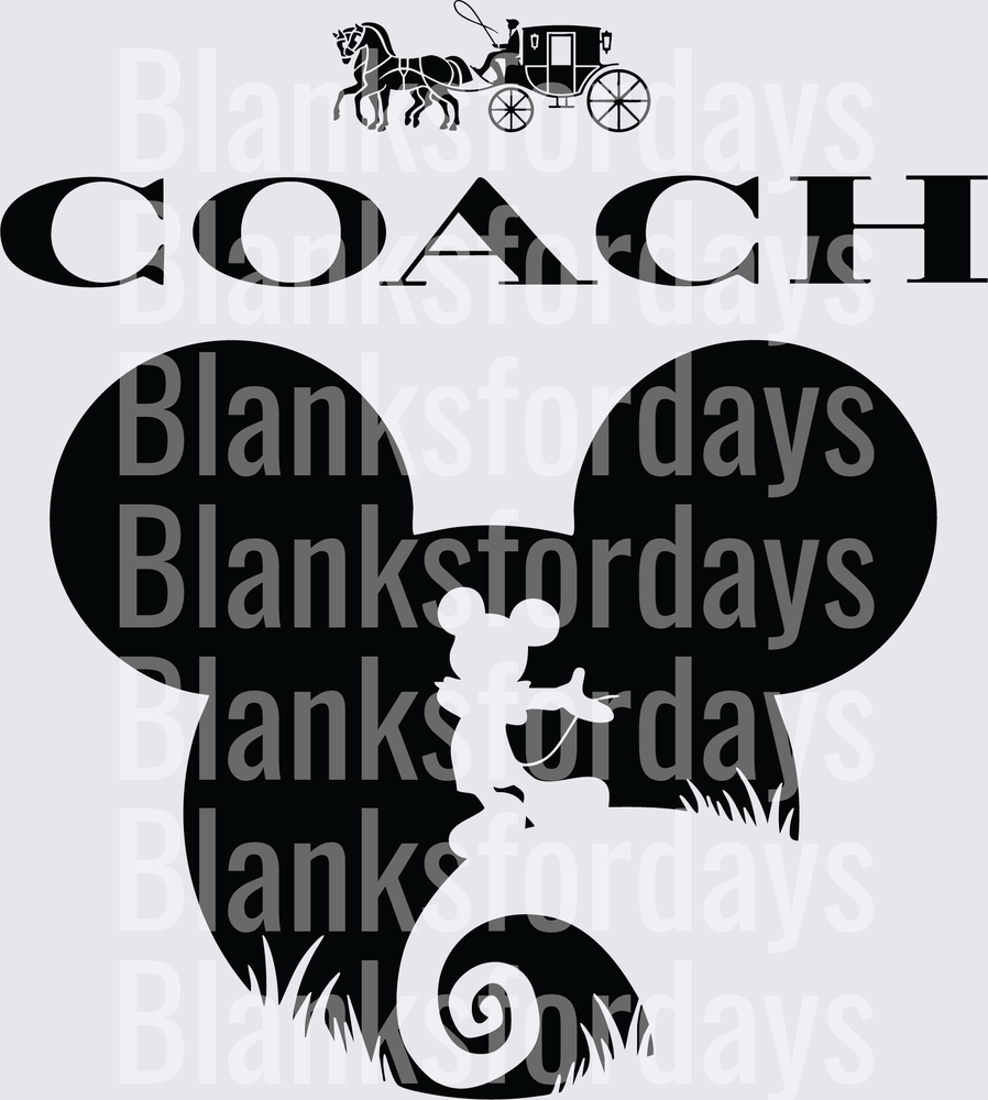 Mickey Mouse Silhouette Coach Logo Horse Carriage Mashup (DTF)