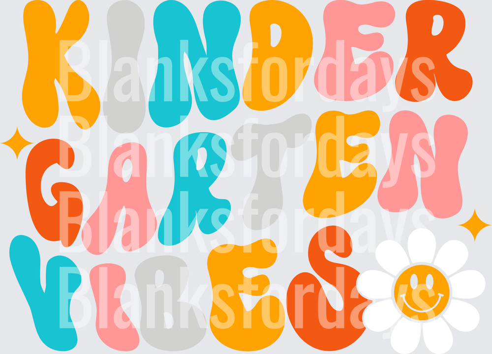 Retro Groovy Kindergarten Vibes Smiley Daisy Flower (DTF)