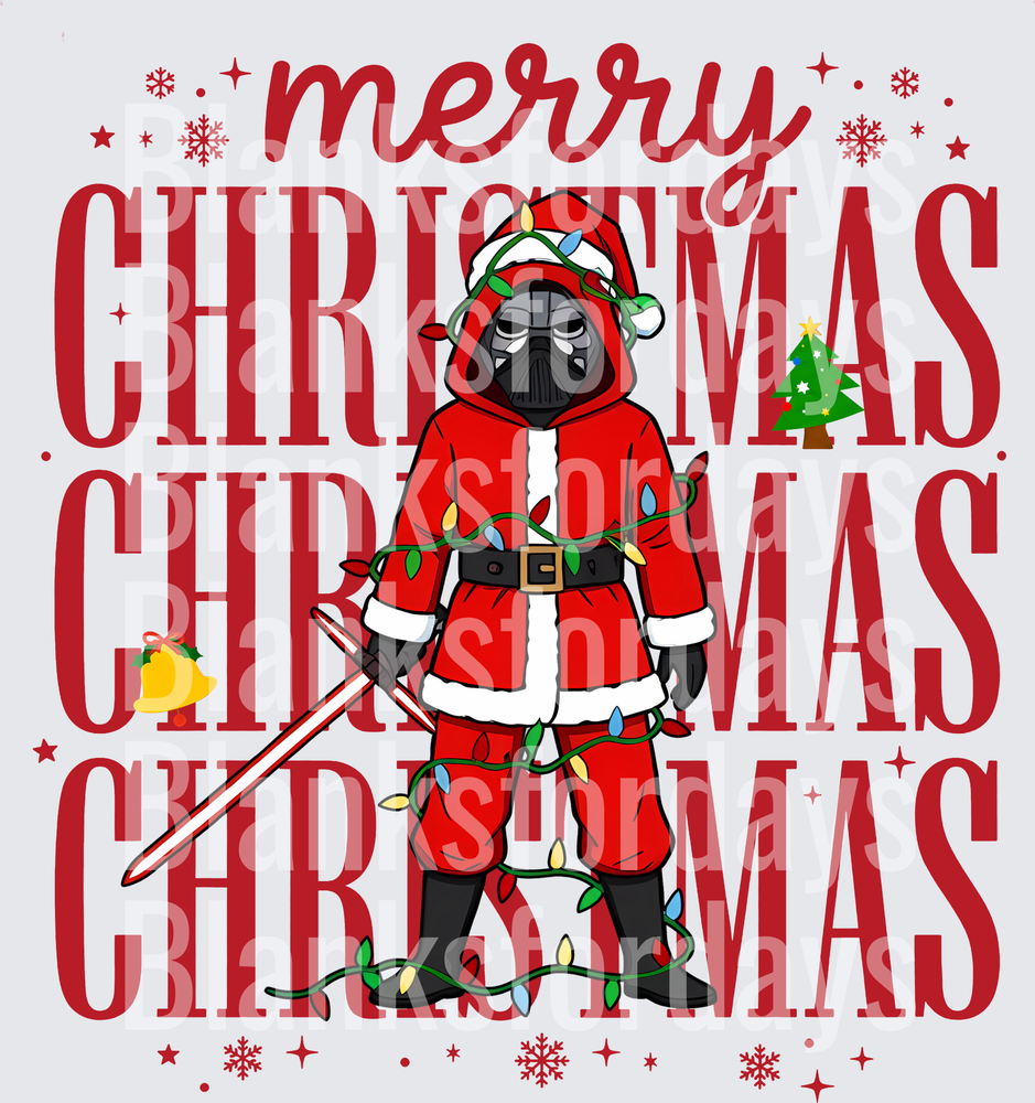 Kylo Ren Santa Claus Merry Christmas Lights Holiday (DTF)