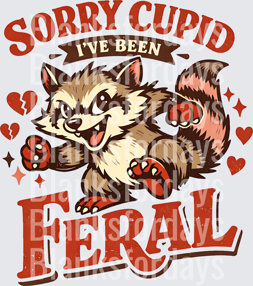 Sorry Cupid I've Been Feral Raccoon Valentine's Design (DTF)