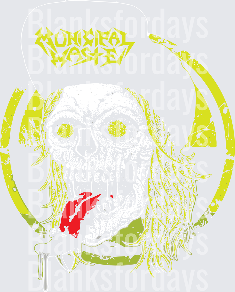 Municipal Waste Zombie Skull Toxic Hazard Logo Band Tee Design (DTF)