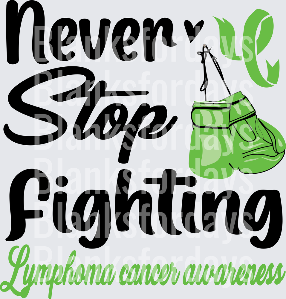 Never Stop Fighting Lymphoma Cancer Awareness Green Ribbon Boxing Gloves (DTF)