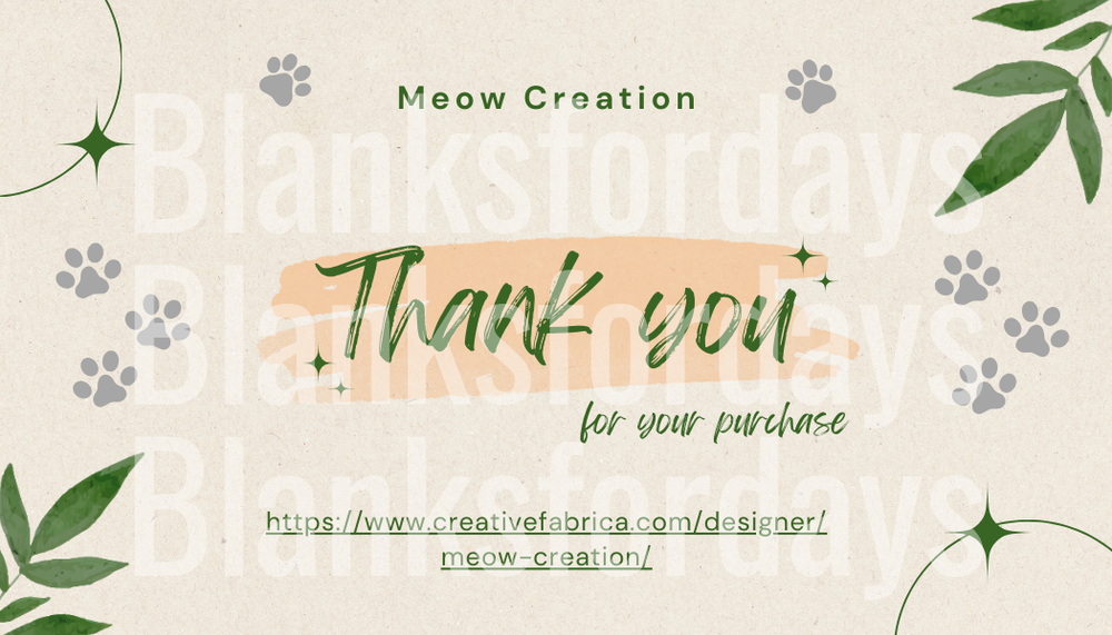 Thank You For Your Purchase Card with Paw Prints and Leaves (DTF)