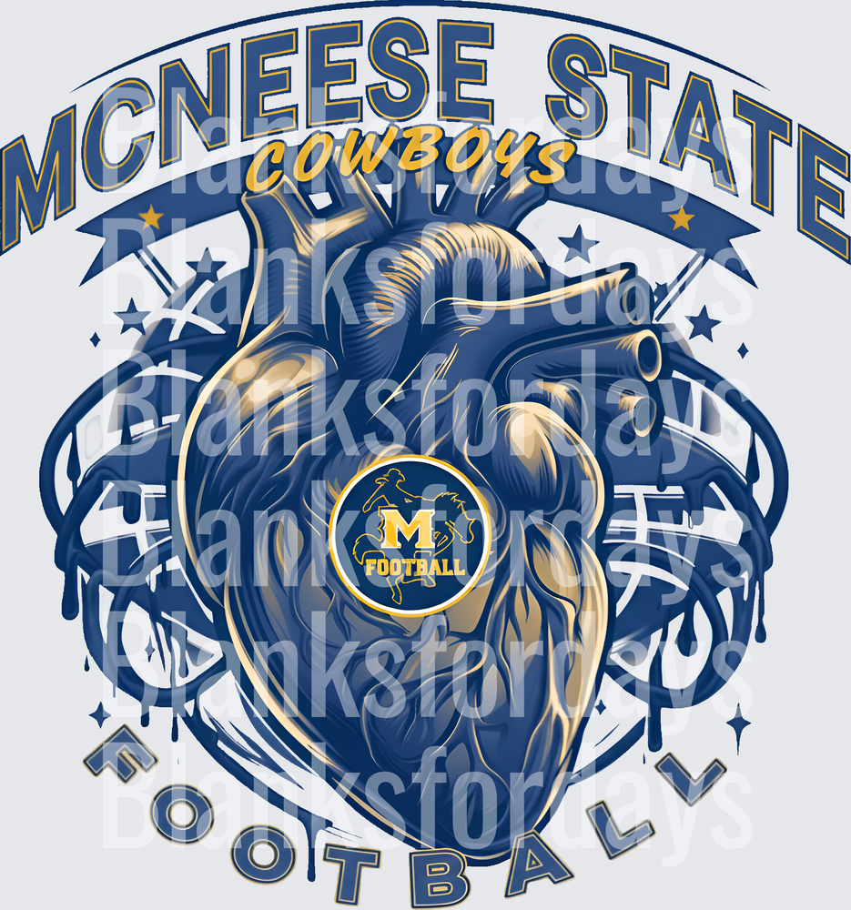 McNeese State Cowboys Football Anatomical Heart Design (DTF)