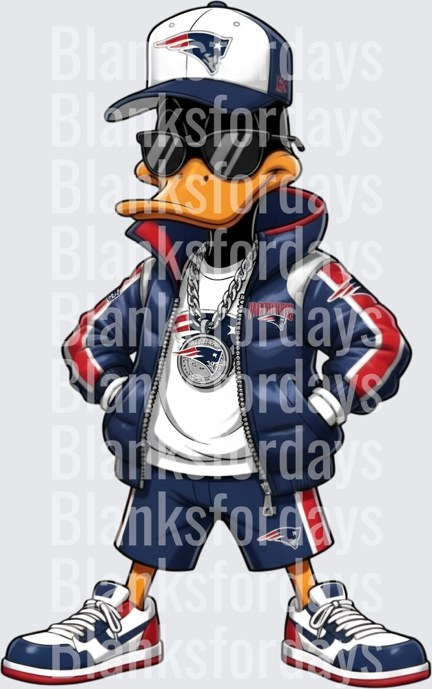 Gangster Duck New England Patriots Drip Fan Art (DTF)